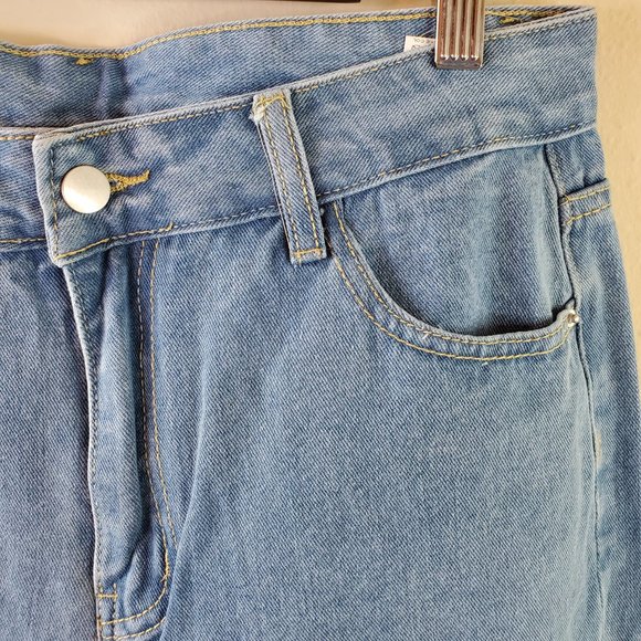 SHEIN Womens Blue Wash High Waist Ripped Factory Distressed Jeans - Picture 5 of 13